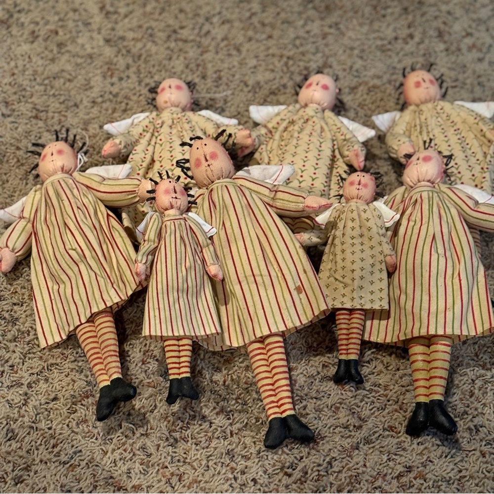 Primitive Cloth Angel Ornament  Starch Stiff Mary Beth Baxter lot